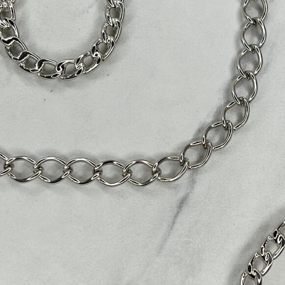 Silver Tone Open Circle Hoop Metal Chain Link Belt Y2K Festival ✨ - Picture 9 of 12